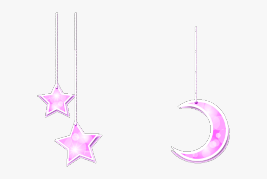 #ftestickers #clipart #moon #stars #pink #cute - Earrings, Transparent Clipart