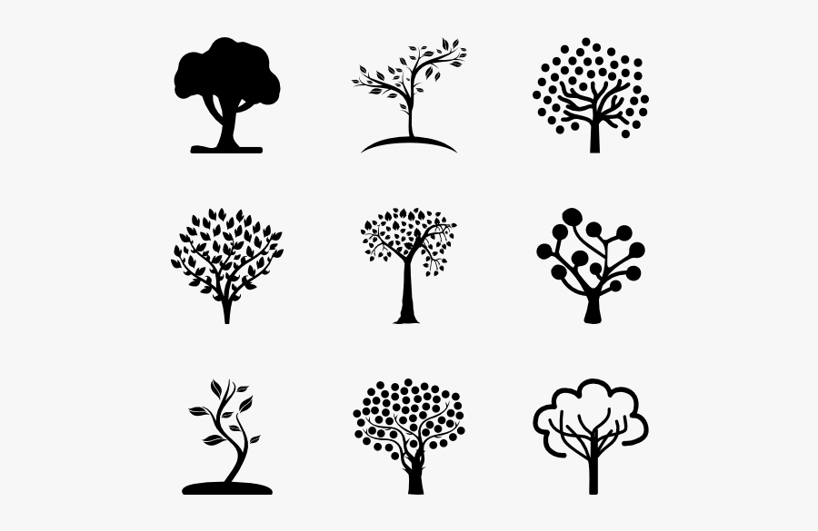 Tree Icons - Trees Symbol Black White, Transparent Clipart