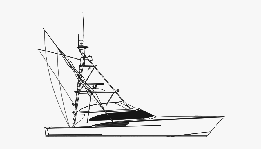 Bay Drawing Ocean Boat - Fishing Yacht Line Drawing, Transparent Clipart