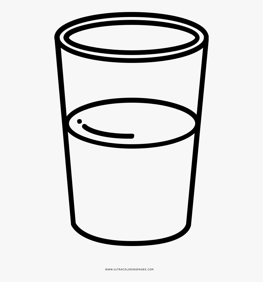 Glass Of Water Coloring Page - Dibujo De Un Vaso De Agua, Transparent Clipart