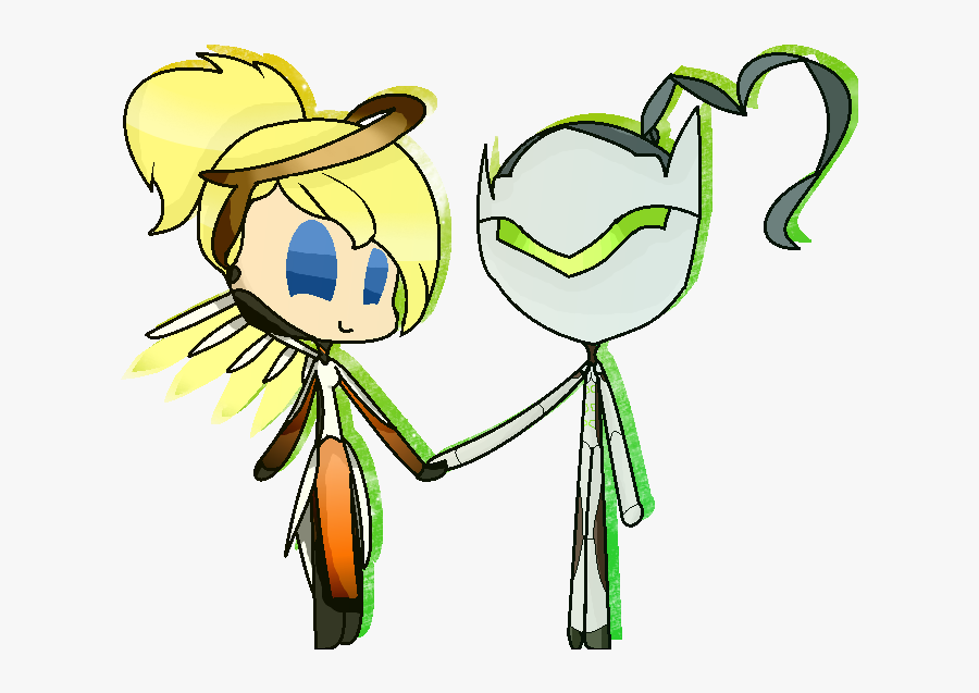 Mercy X Genji Art Trade By Crazyfunnybun - Cartoon, Transparent Clipart