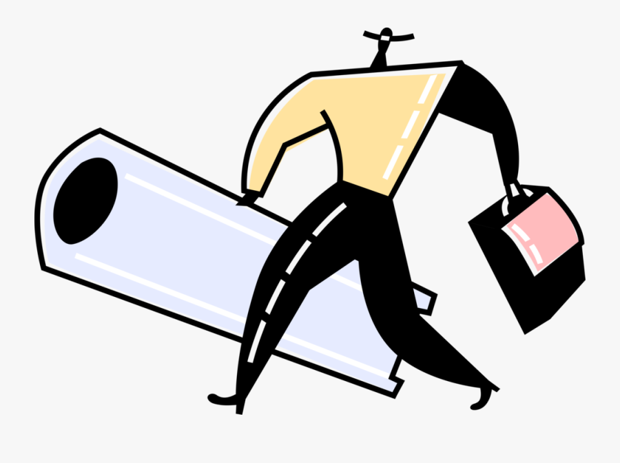 Vector Illustration Of Architect Designer Carries Building, Transparent Clipart