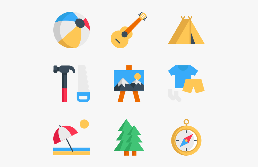Summer Camp Icons Png, Transparent Clipart