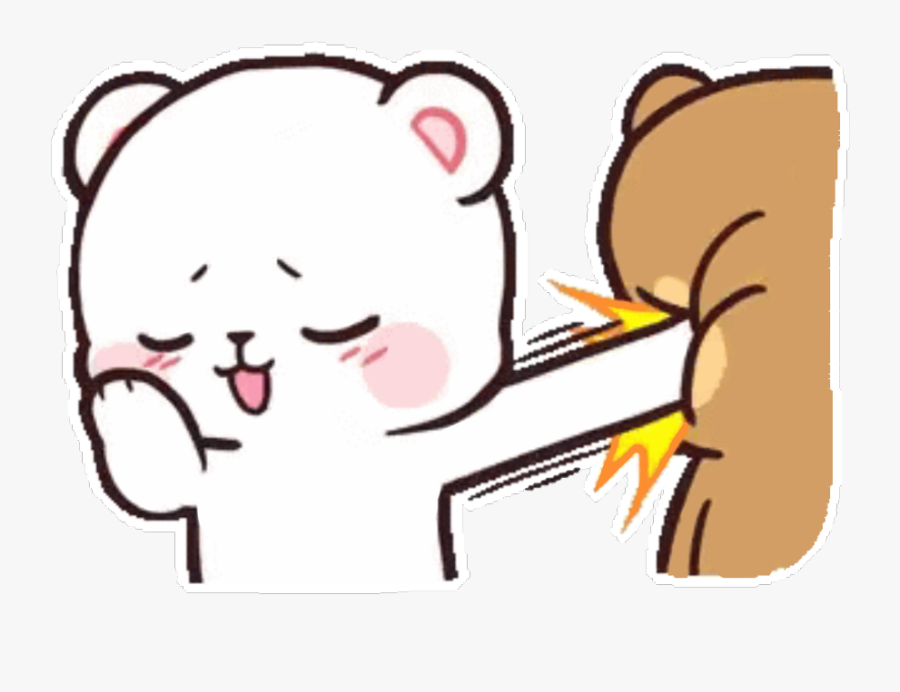 #bears #bear #cute #kawaii #love #funny #fighting #punching - Milk And Mocha Shy Gif, Transparent Clipart