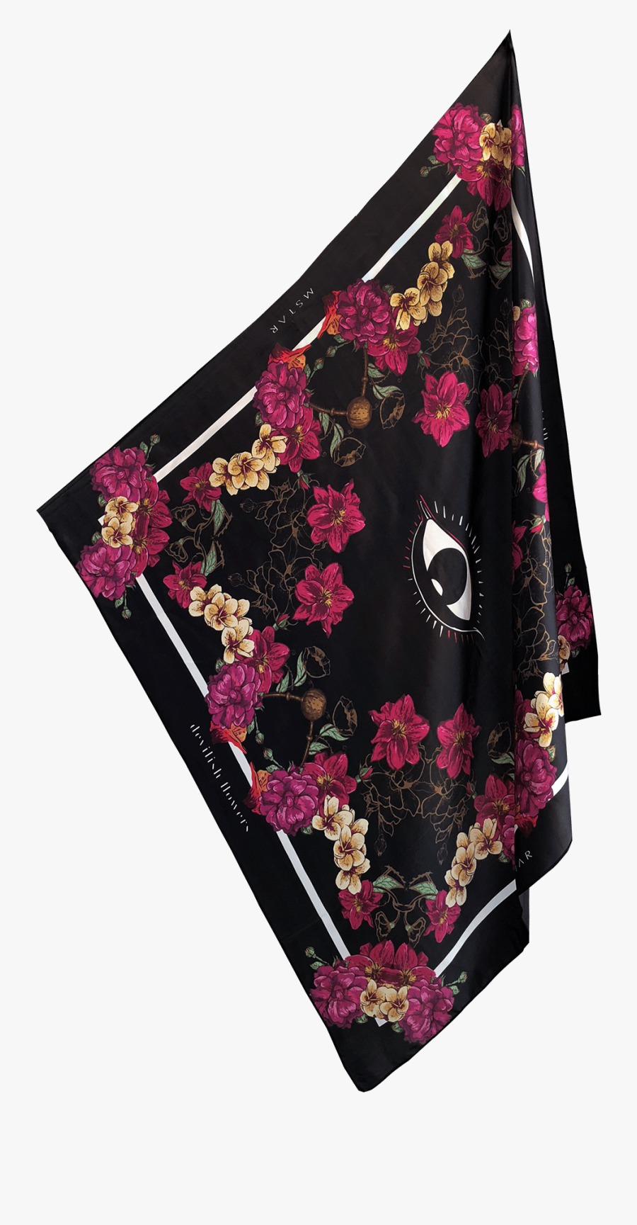 Devilish Flowers Woman Silk Scarf - Silk, Transparent Clipart