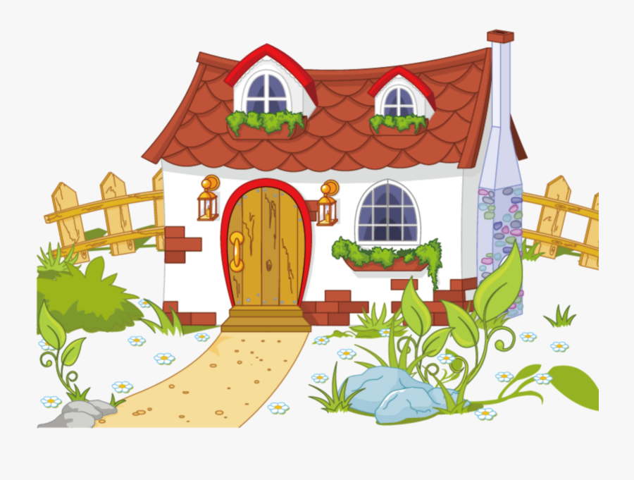 #ftestickers #clipart #cartoon #house #cottage #cute - House With Garden Clipart, Transparent Clipart