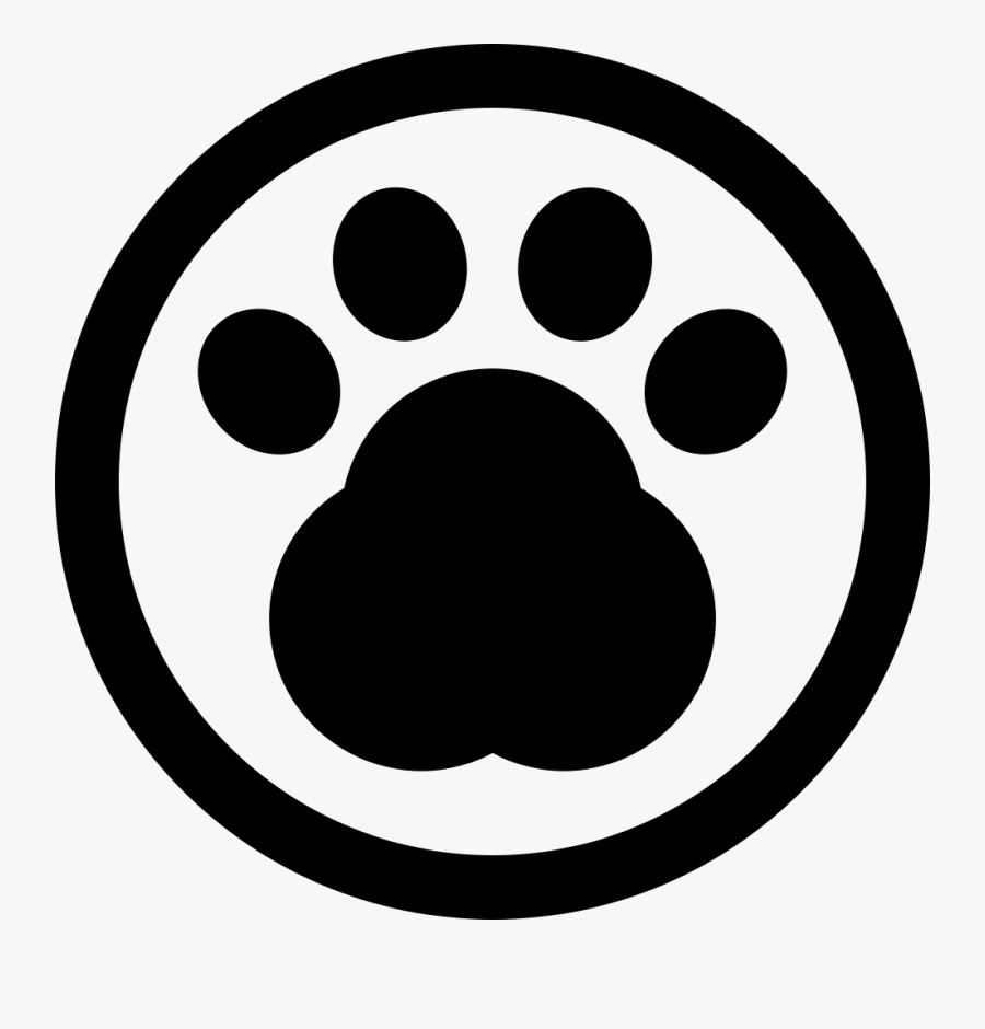 Pawprint In A Circle Of Pet Hotel Sign - Pet Icons Black And White, Transparent Clipart