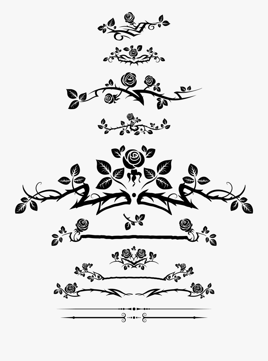 Flower Euclidean Vector Clip Art - Border Silhouettes Black And White, Transparent Clipart