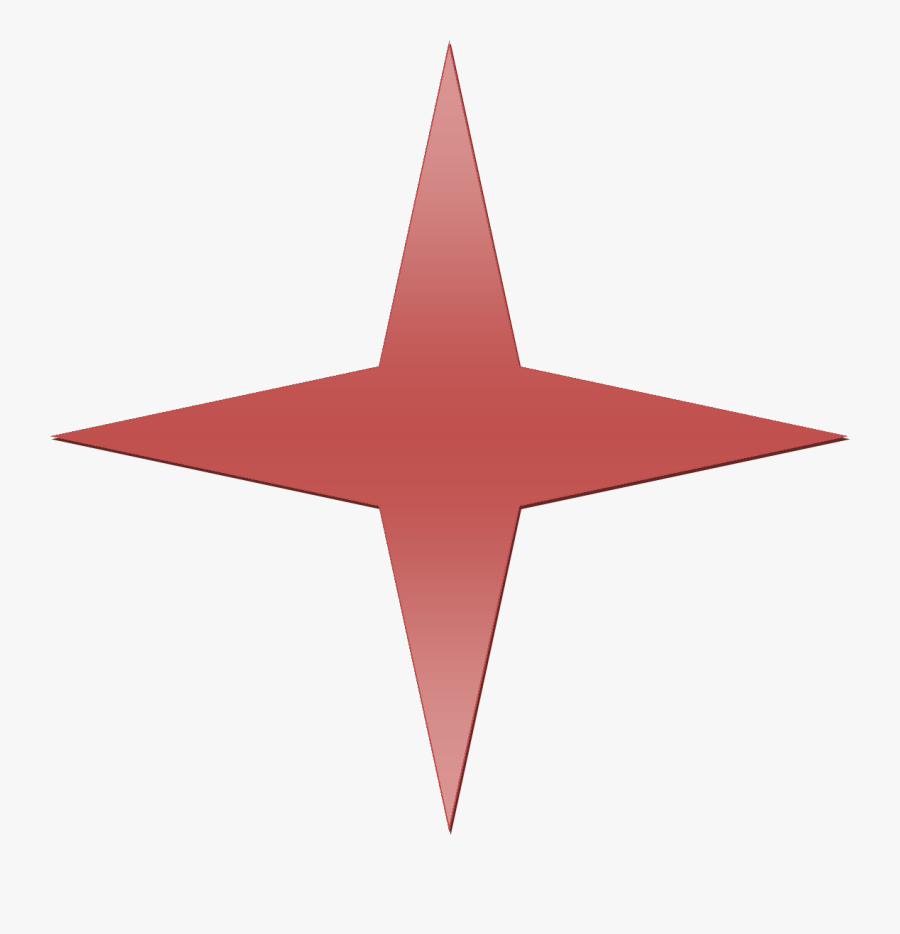 Red Gradient 4 Point Star - Red Four Pointed Star, Transparent Clipart