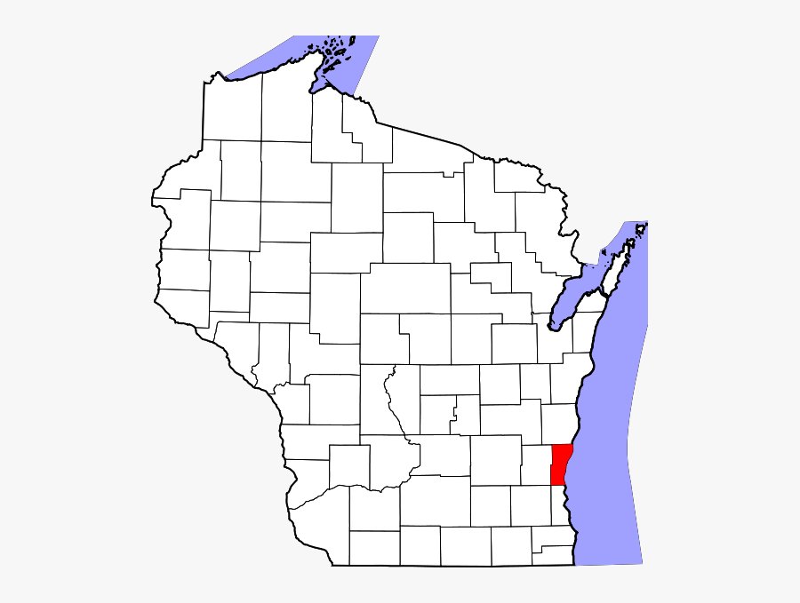 Map Of Wisconsin Highlighting Ozaukee County - Racine Wisconsin Map, Transparent Clipart