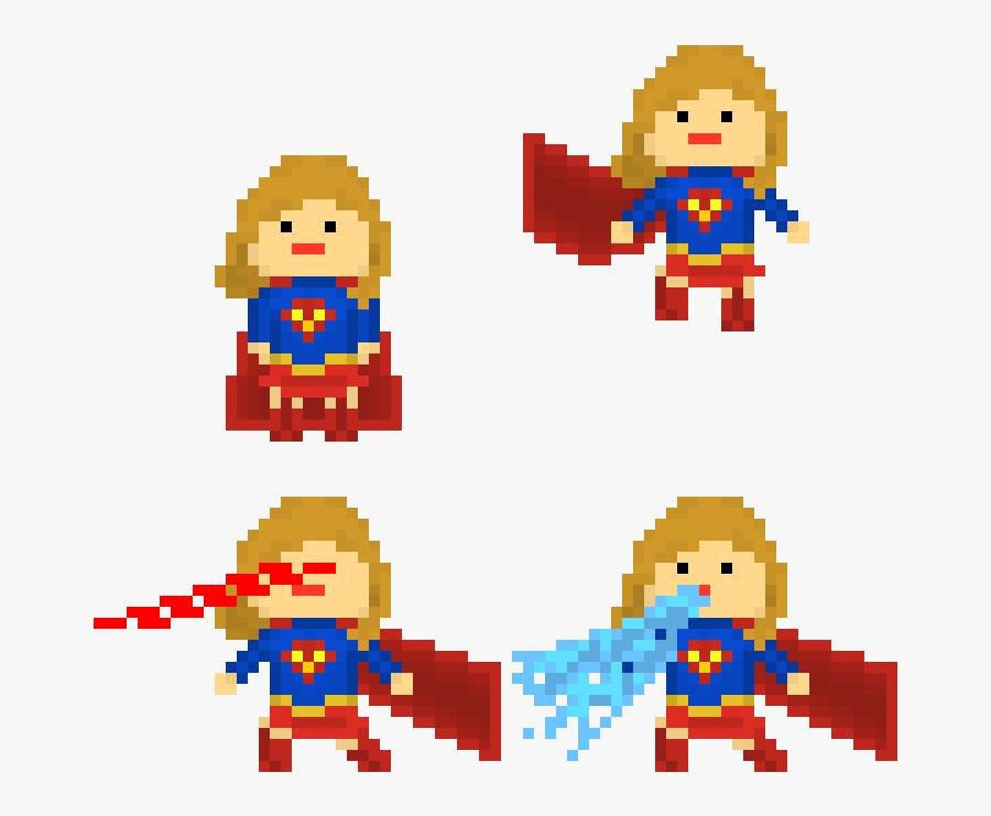 Pixel Art Super Girl, Transparent Clipart