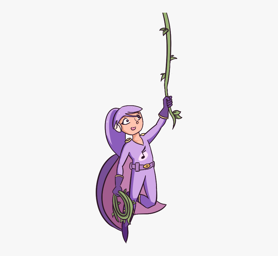 Supergirl On A Vine - Cartoon, Transparent Clipart
