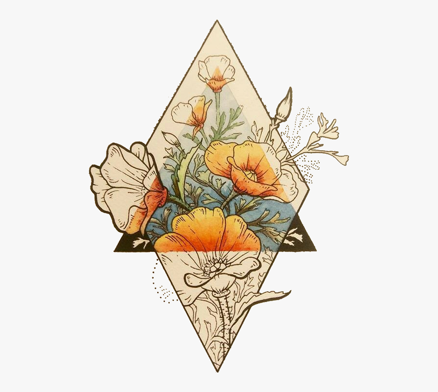 Transparent Fall Flower Clipart - Geometric Floral Tattoo Design, Transparent Clipart