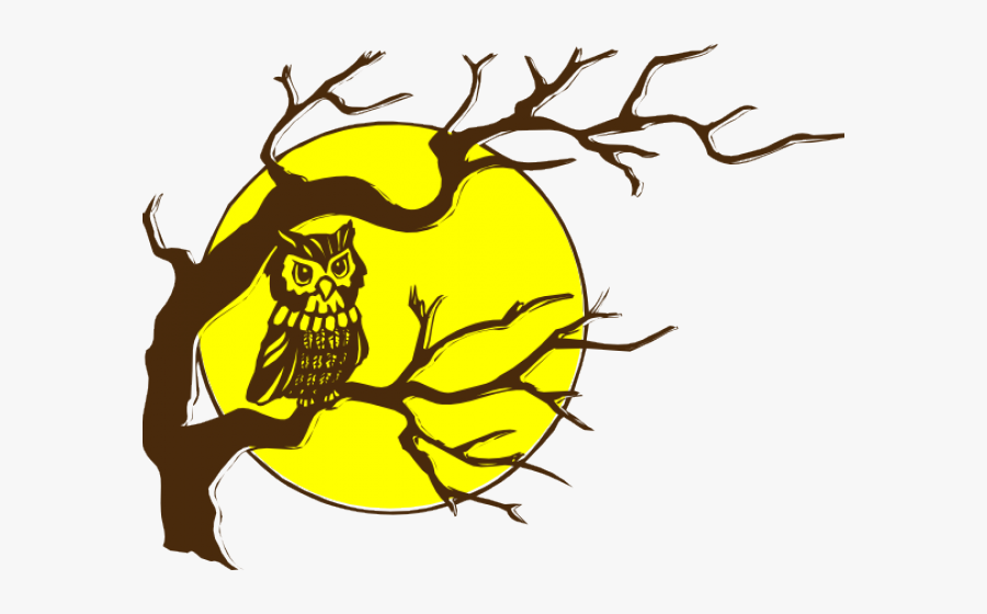 Simple Tree Branch Drawing , Transparent Cartoons - Yellow Full Moon Clipart, Transparent Clipart