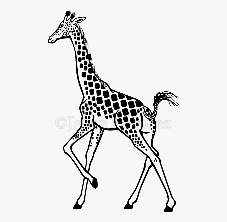 Clip Art Drawing Giraffes - Draw A Giraffe Running, Transparent Clipart