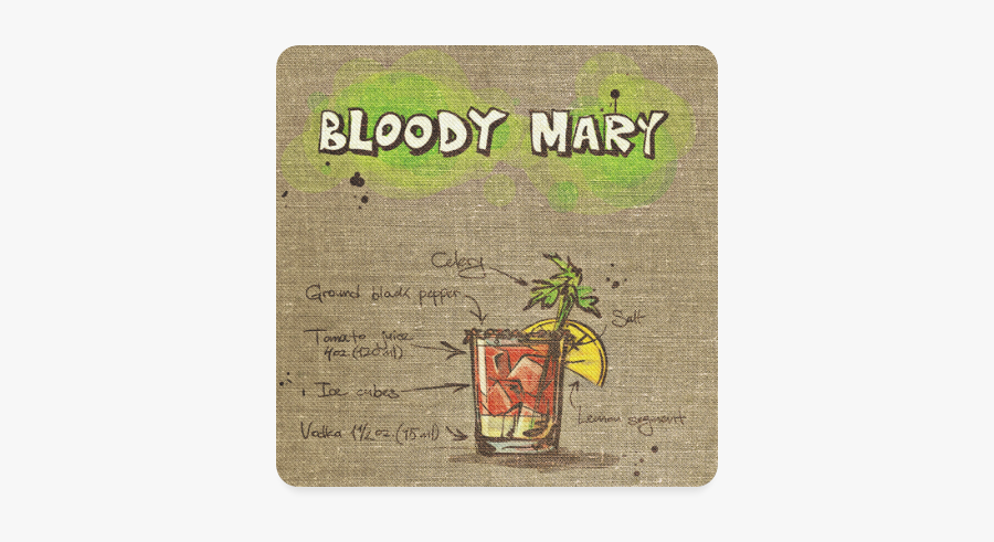 Bloody Mary 04 Square Coaster - Science Book, Transparent Clipart