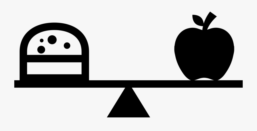 Burger And Apple On A Balancing Scale - Health, Transparent Clipart