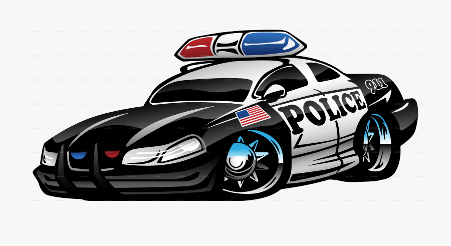 Police Car, Police Muscle Car Cartoon Jeffhobrath Graphicriver - Police Car Cartoon Drawing, Transparent Clipart