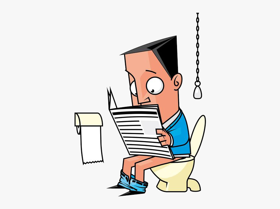 Clip Art Man Reading Newspaper Clipart - Man Reading Newspaper On Toilet Cartoon, Transparent Clipart