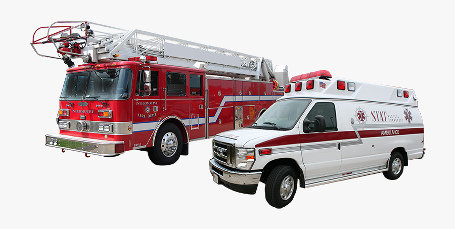 Clip Art Fire Truck Ambulance Police Car - Ambulance And Fire Engine, Transparent Clipart