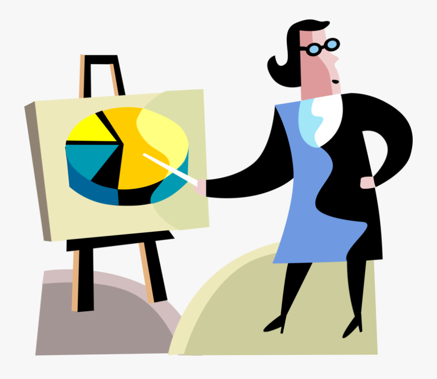 Vector Illustration Of Businesswoman Charts Success, Transparent Clipart