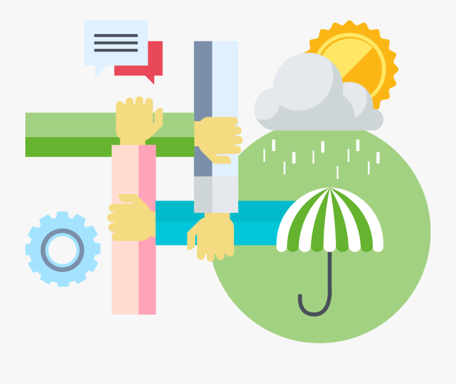 Pr & Communications Umbrella, Bad Weather And Linking - Illustration, Transparent Clipart