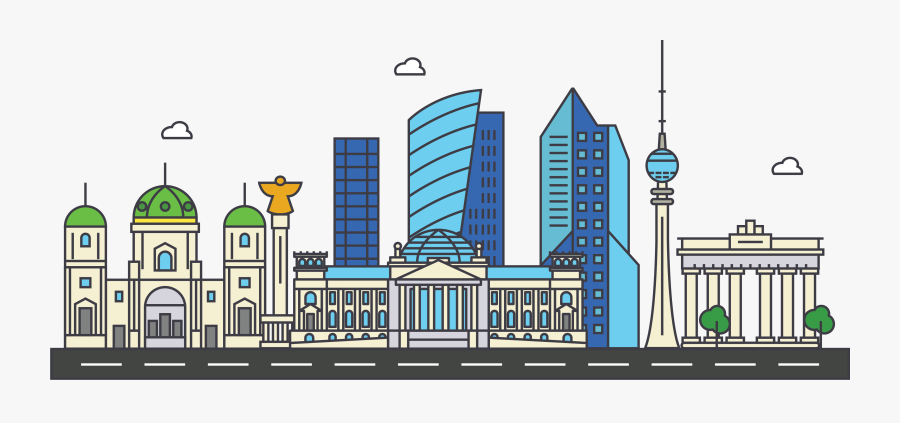 German Buildings Skyline, Transparent Clipart