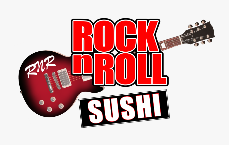 Text,electric Guitar,guitar,string Instrument Accessory,logo,guitar - Rock N Roll Sushi Logo, Transparent Clipart