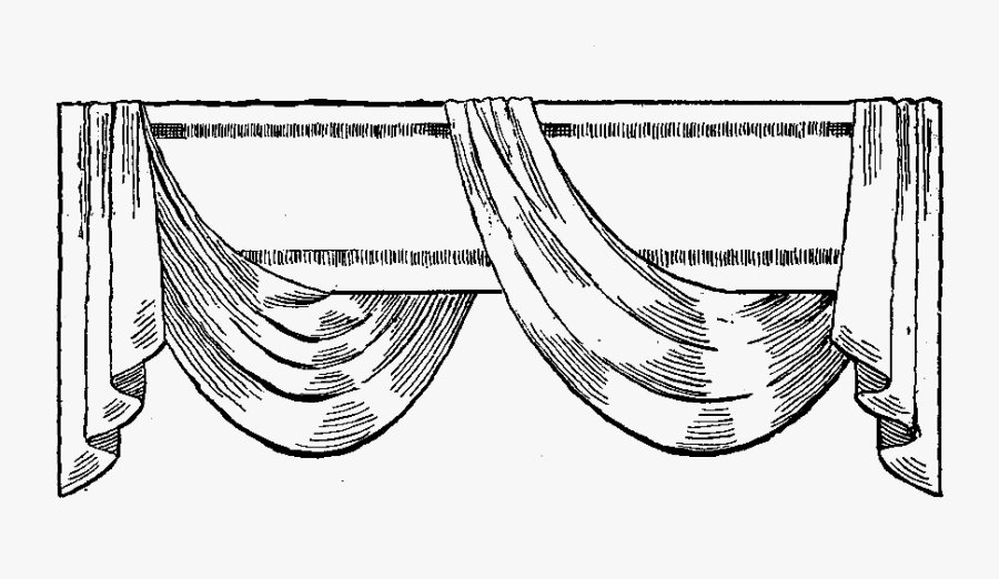 Home Decor Curtain Treatment Illustration Digital - Line Art, Transparent Clipart
