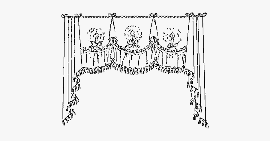 Curtain Clipart Black And White - Line Art, Transparent Clipart
