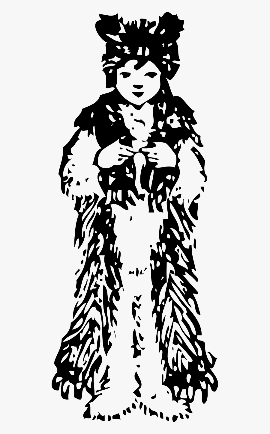 Child In Bear Costume Black White Line Art 555px - Clip Art, Transparent Clipart