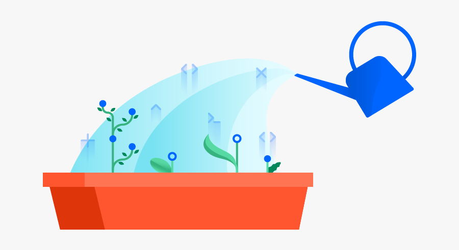 Watering Can Showering Little Plants, Transparent Clipart