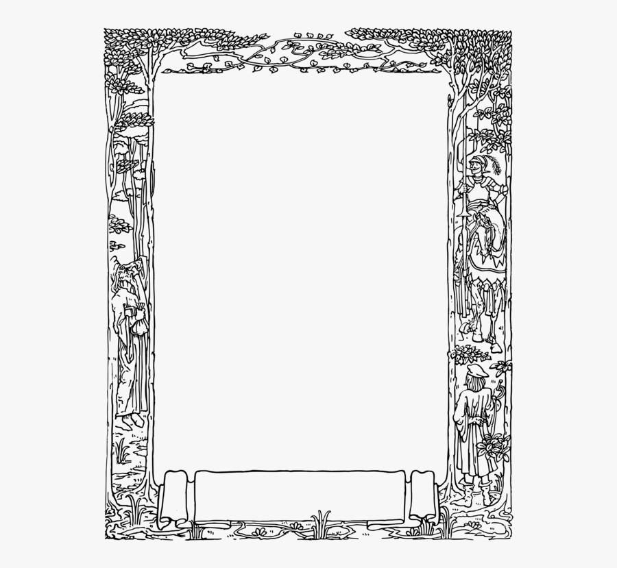 Picture Frame,line Art,rectangle - Medieval Border Png, Transparent Clipart