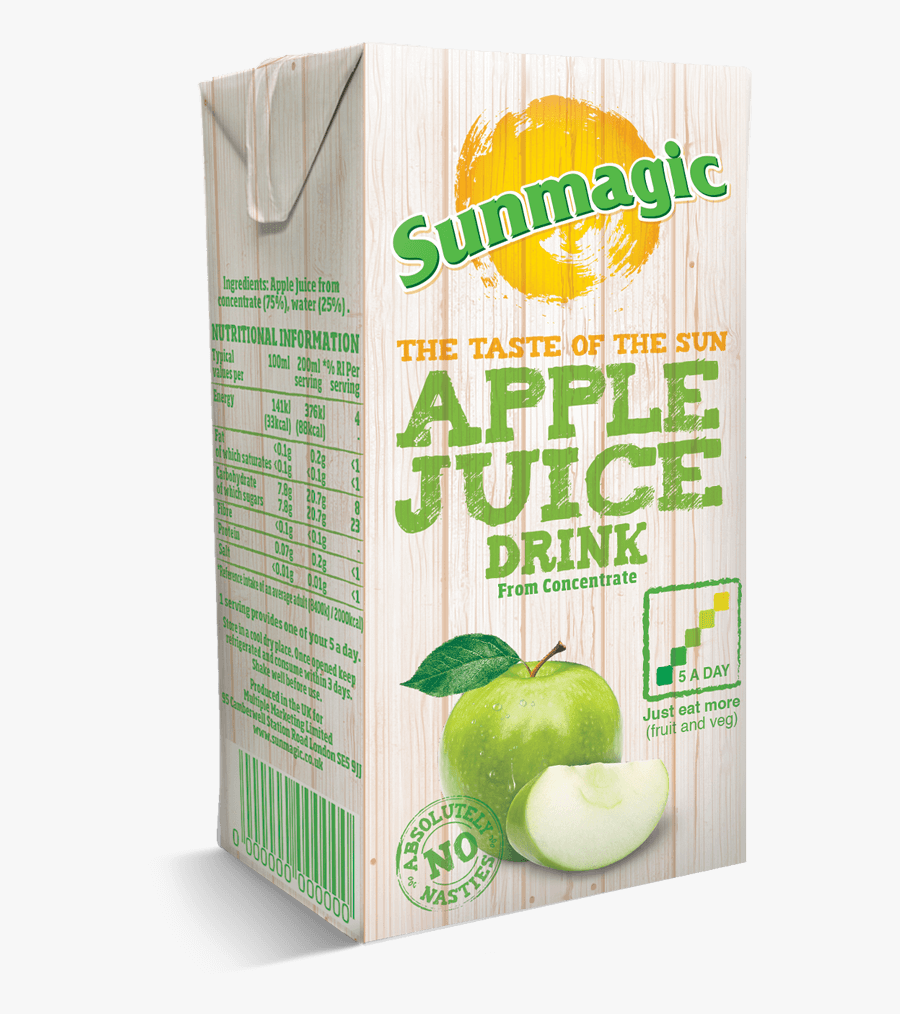 Sunmagic Apple Carton With Straw - Sunmagic, Transparent Clipart
