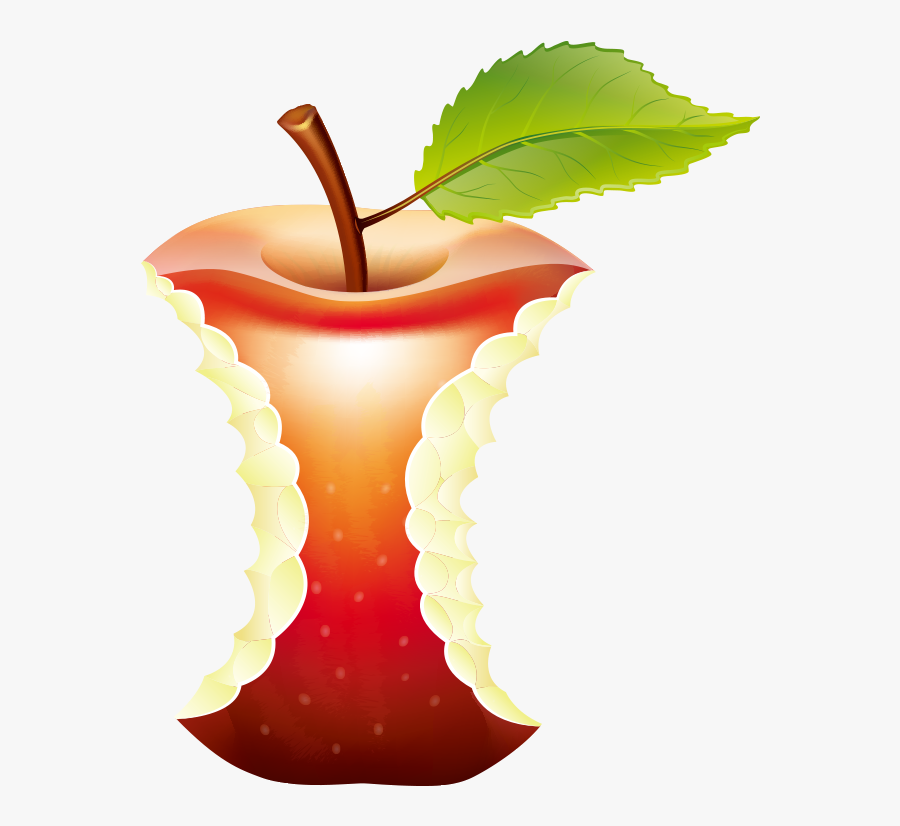 Paper Recycling Illustration Bitten - Apple Core Transparent Background, Transparent Clipart