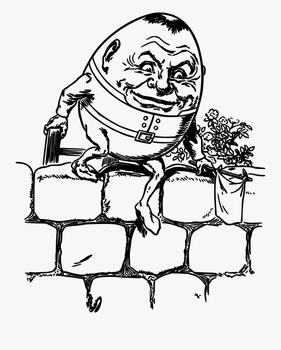 Humpty Dumpty Egg Alice In Wonderland Free Picture - Humpty Dumpty Drawing, Transparent Clipart