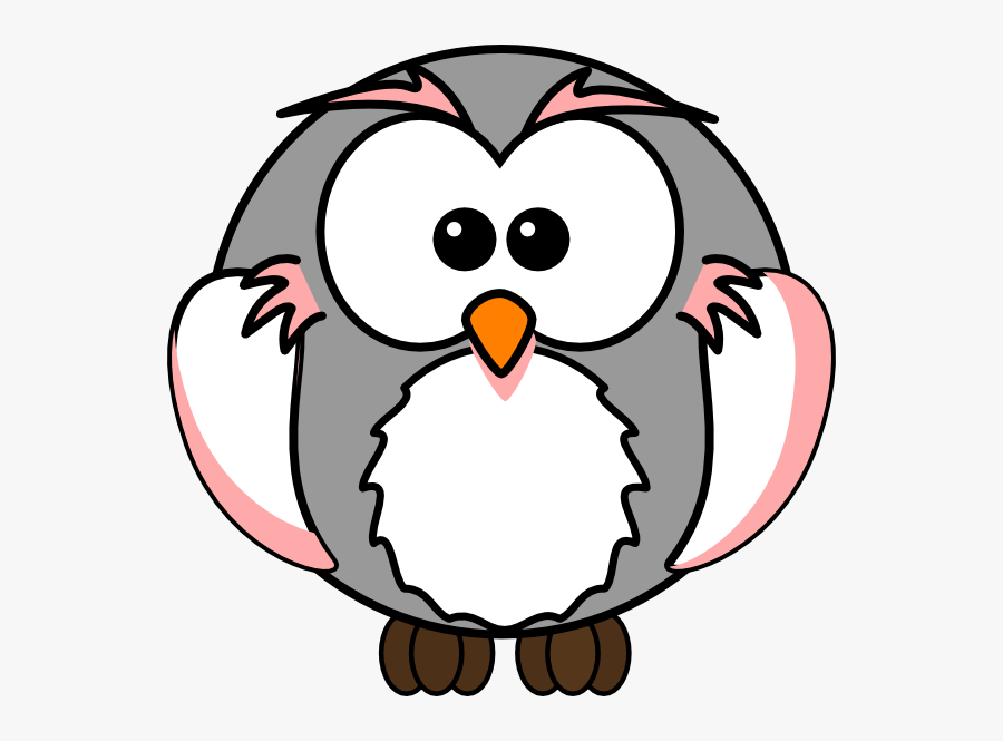 Light Pink/grey Owl Clip Art At Clker - Grey Cartoon Owl, Transparent Clipart