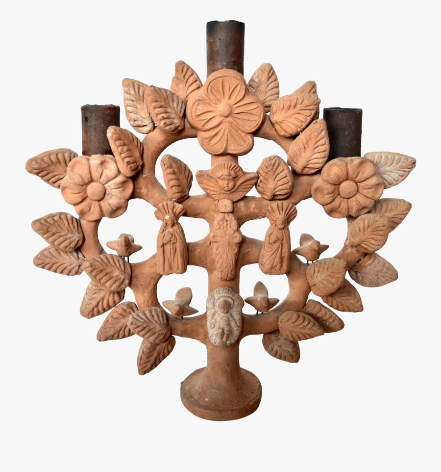 Vintage Mexican Ceramic Tree Of Life Candelabra - Chandelier, Transparent Clipart