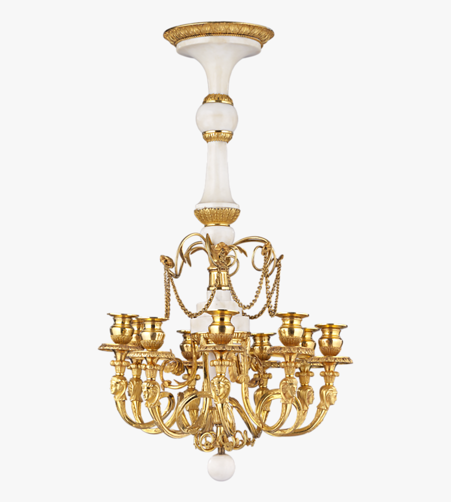 White Marble And Gilt Bronze Russian Chandelier - Chandelier, Transparent Clipart