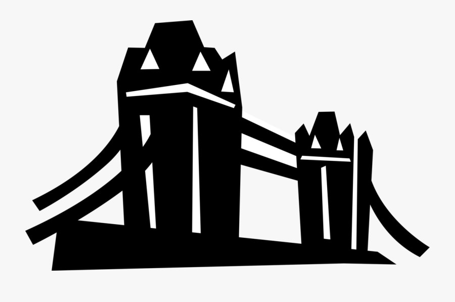 Vector Illustration Of Tower Bridge Bascule And Suspension, Transparent Clipart
