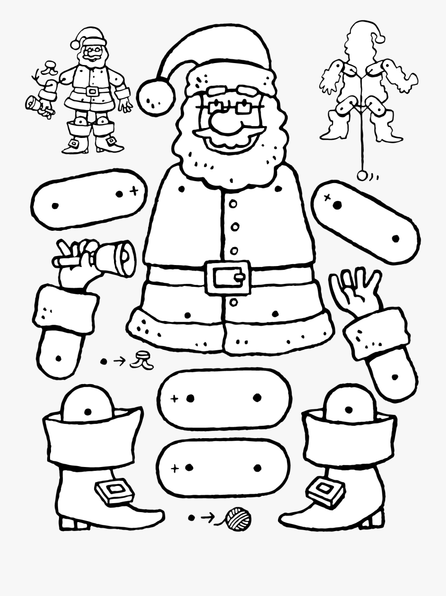 Christmas Jumping Doll Kiddi - Coloriage Père Noel Marionnette, Transparent Clipart