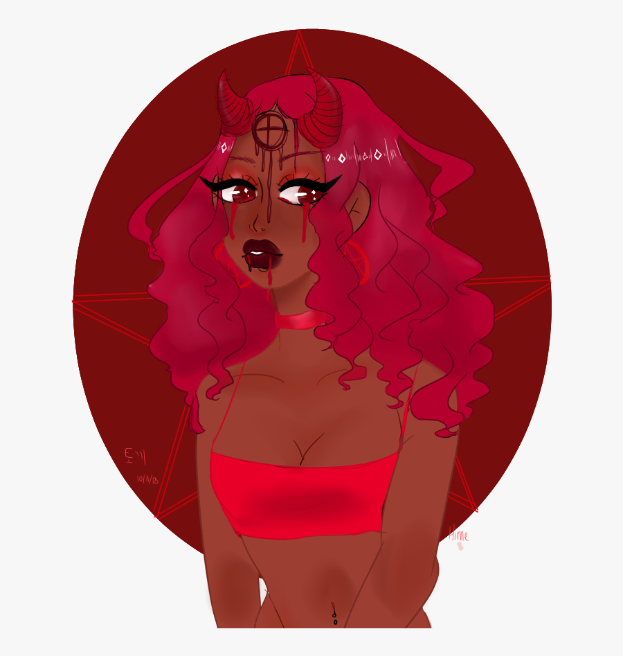 Aesthetic Demon Anime Girl, Transparent Clipart