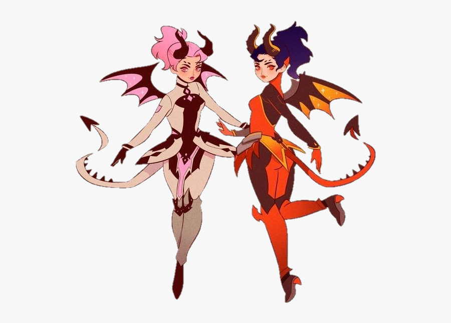 #demons #girls #anime - Devil And Imp Mercy, Transparent Clipart