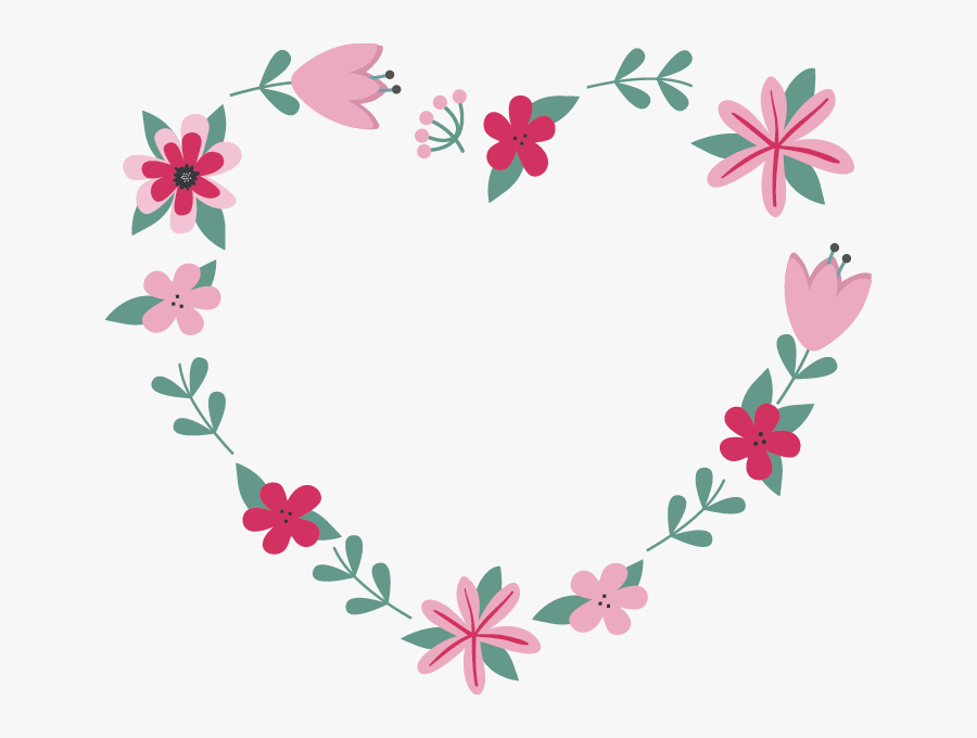 Flower Garland Heart, Transparent Clipart