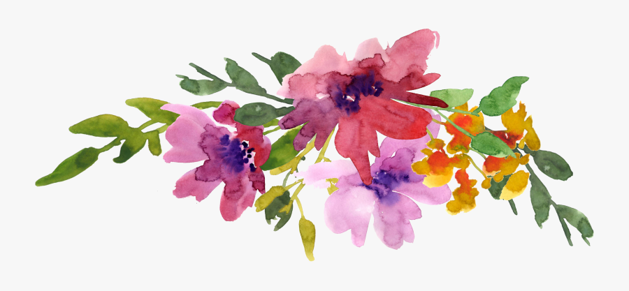 Floral Swag Bw - Spring Watercolor Flowers Png, Transparent Clipart