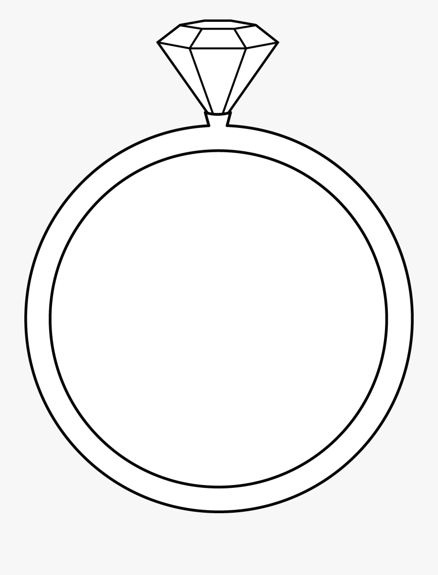 Diamond Ring Clipart Outline Transparent Png - Ring Clipart Black And White, Transparent Clipart