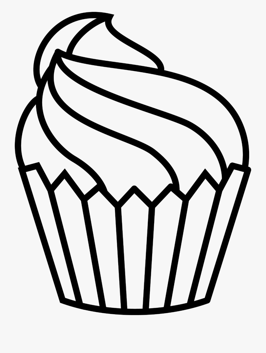 Transparent Cupcake Outline Clipart Black And White - Kawaii Outlines, Transparent Clipart