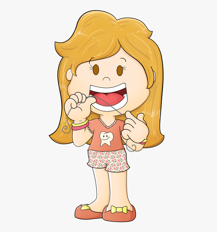 Clip Art Escove Seu Sorriso Projeto - Flossing Teeth Cartoon, Transparent Clipart