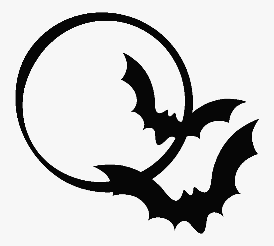 Bats N Moon - Bats And The Moon Clipart Black And White, Transparent Clipart