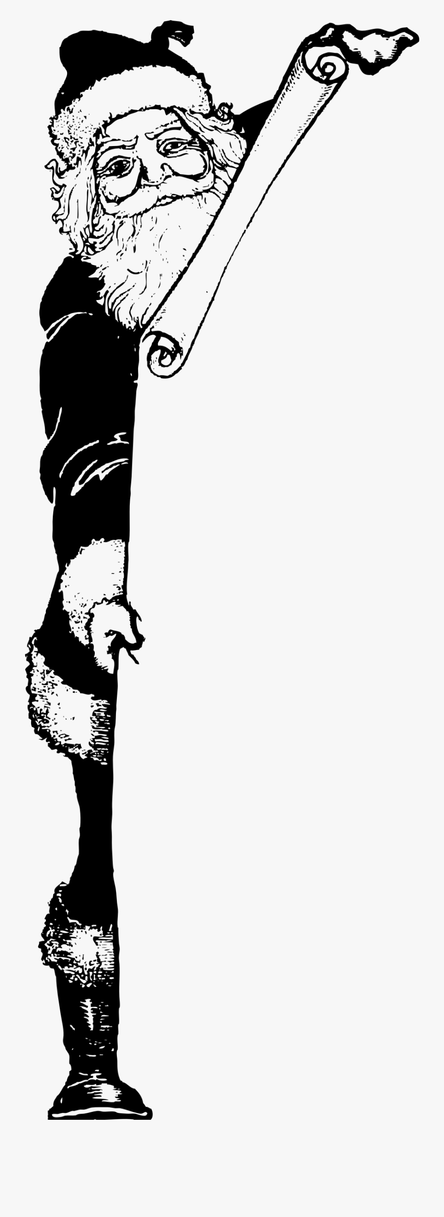 Transparent Corner Png - Santa Looking Around Corner, Transparent Clipart